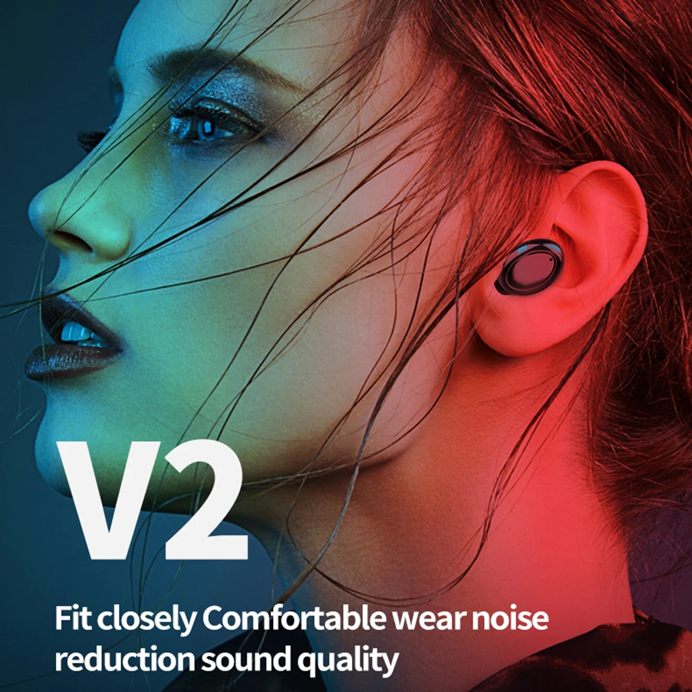 V2 TWS Mini High Quality Bluetooth 5 0 Wireless Earbuds Earphone Sports Stereo Music Headset With Mic Charging Box For all Phone