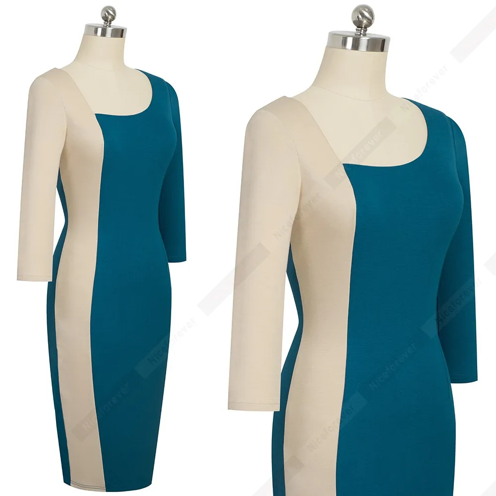 Женское элегантное контрастное Платье-футляр с асимметричным вырезом, в деловом стиле, облегающее платье-футляр HB546