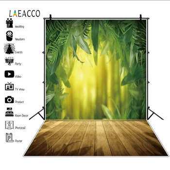 

Laeacco Tropical Forest Green Leaves Bokeh Wooden Floor Baby Portrait Photography Backdrops Photo Backgrounds Spring Photocall