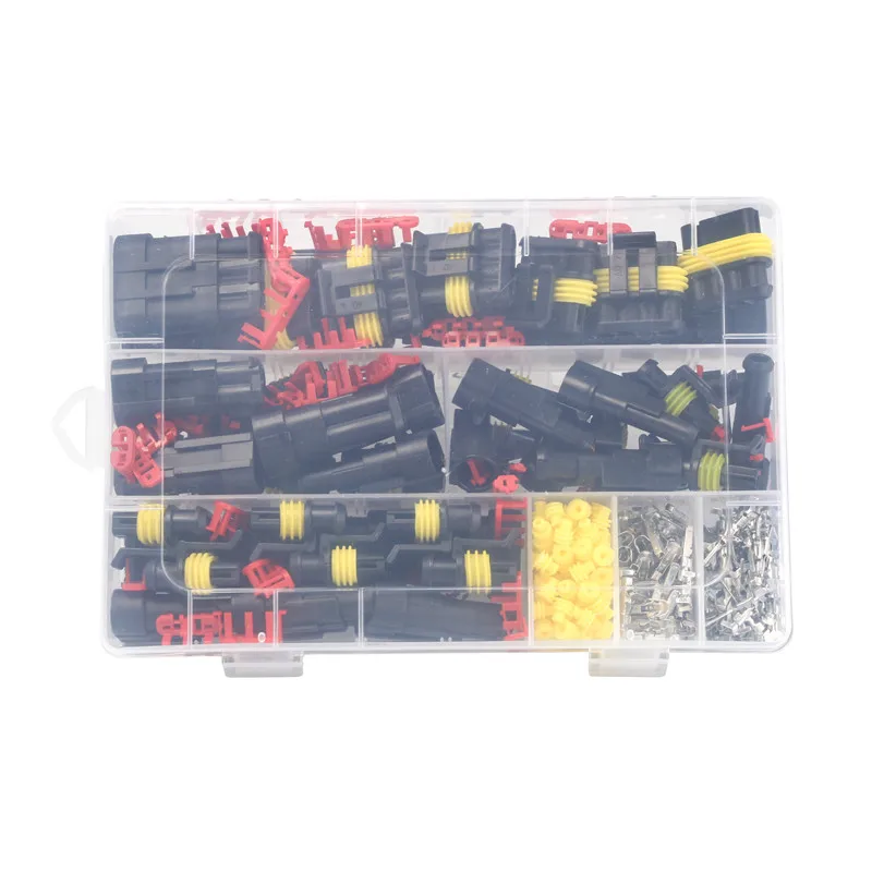 708/120pcs HID Waterproof Connectors 1/2/3/4 Pin 26 Sets Car Electrical Wire Connector Plug Truck Harness 300V 12A Set 352 Pack |