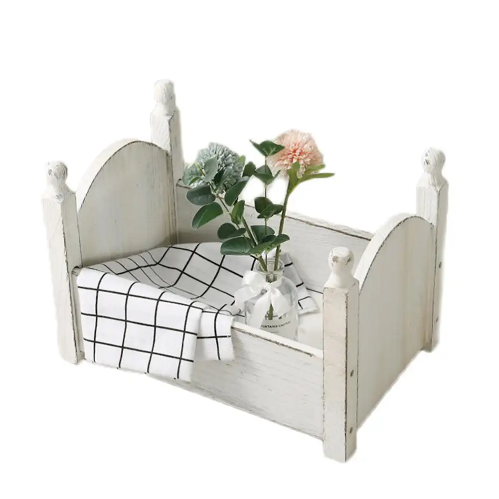 Реквизит для фотосъемки новорожденных ребенок позирует кровать мини милый лес Cribs Fotografia аксессуары для студийной фотосессии - Цвет: White