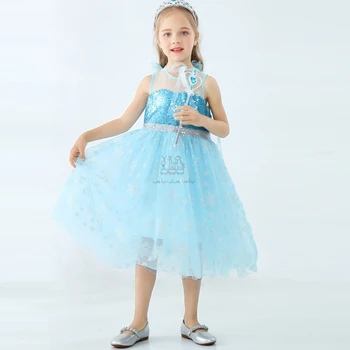 

Cosplay Queen Elsa Dresses Elza Costumes Frozen 2 Princess Anna Dress for Girls Party Vestidos Kids Girls Clothing Elsa Set