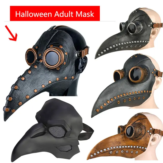 US $12.86  Halloween Anime Mask Adult Reusable Antivirus Mask Plague Doctor Latex Mask Long Nose Cosplay Steam
