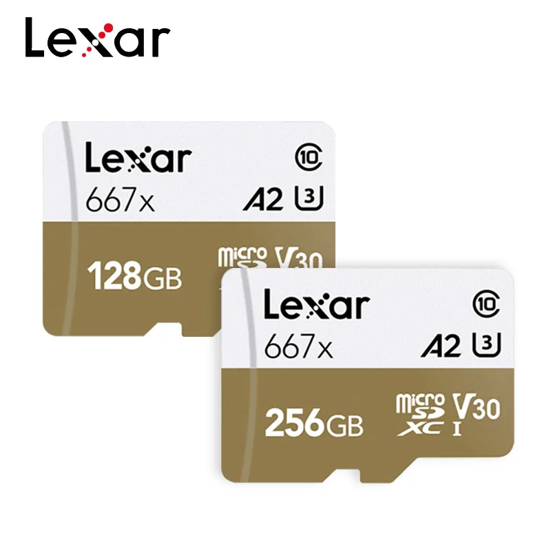 Lexar Microsd карты 667x транс флэш карты 128 ГБ 256 C10 SDXC V30 A2 U3 хранения слот для карт памяти TF Card Макс 100 МБ/с