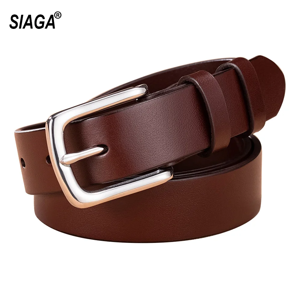 2022 Top Quality Stainless Steel Buckle Pure Cowhide Leather Ladies Belts Female Accessories 95-115cm Length 2.8cm Width NSG982