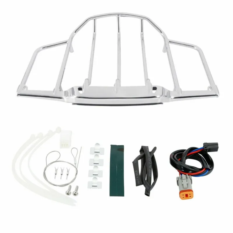 Motorcycle LED Light Pack Trunk Luggage Rack For Harley Tour Pak Road King Glide Touring Electra Street Glide 93-13 Air Wing motorcycle luggage rack