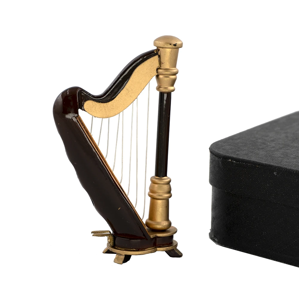 Odoria 1:12 Miniature Harpe avec étui Instruments de Musique de Maison de Poupée 