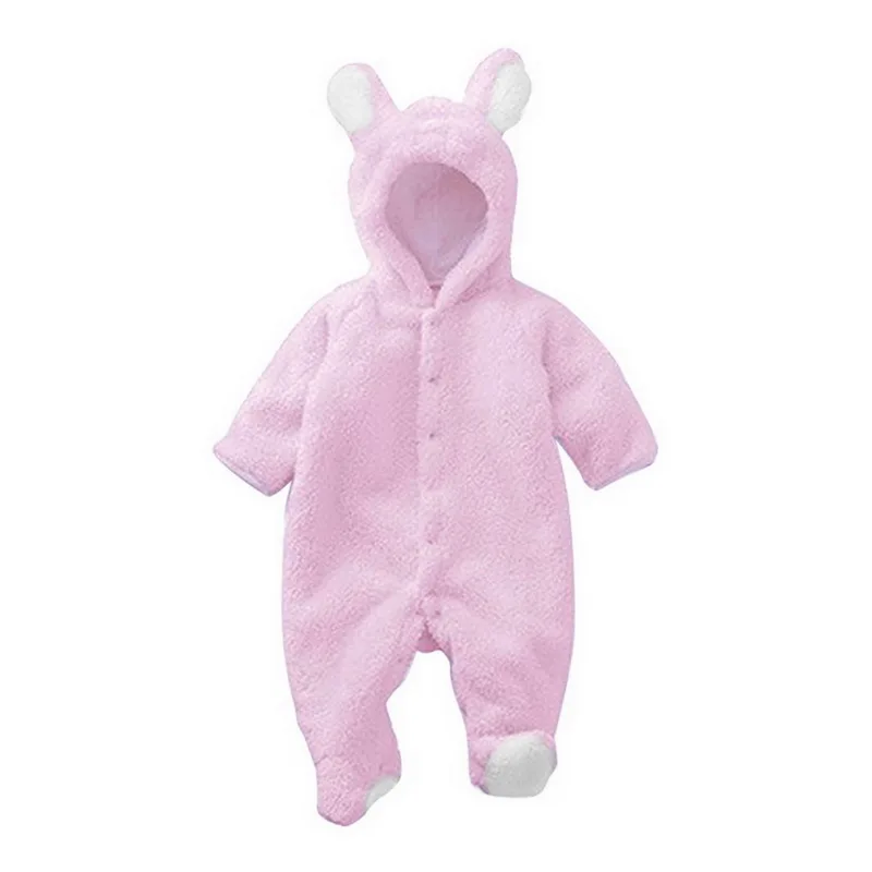 CALOFE Baby Rompers Winter Warm Longsleeve Coral Fleece Newborn Baby Boy Girl Clothes Infant Jumpsuit Animal Overall Pajamas - Цвет: style1 pink