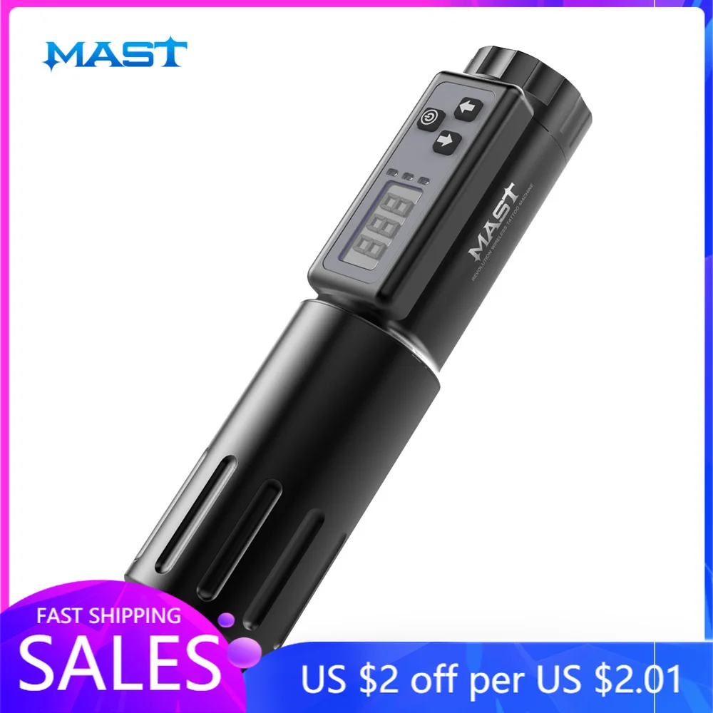 Ручка аккумуляторная Mast для тату машинки вращающийся картридж со светодиодный