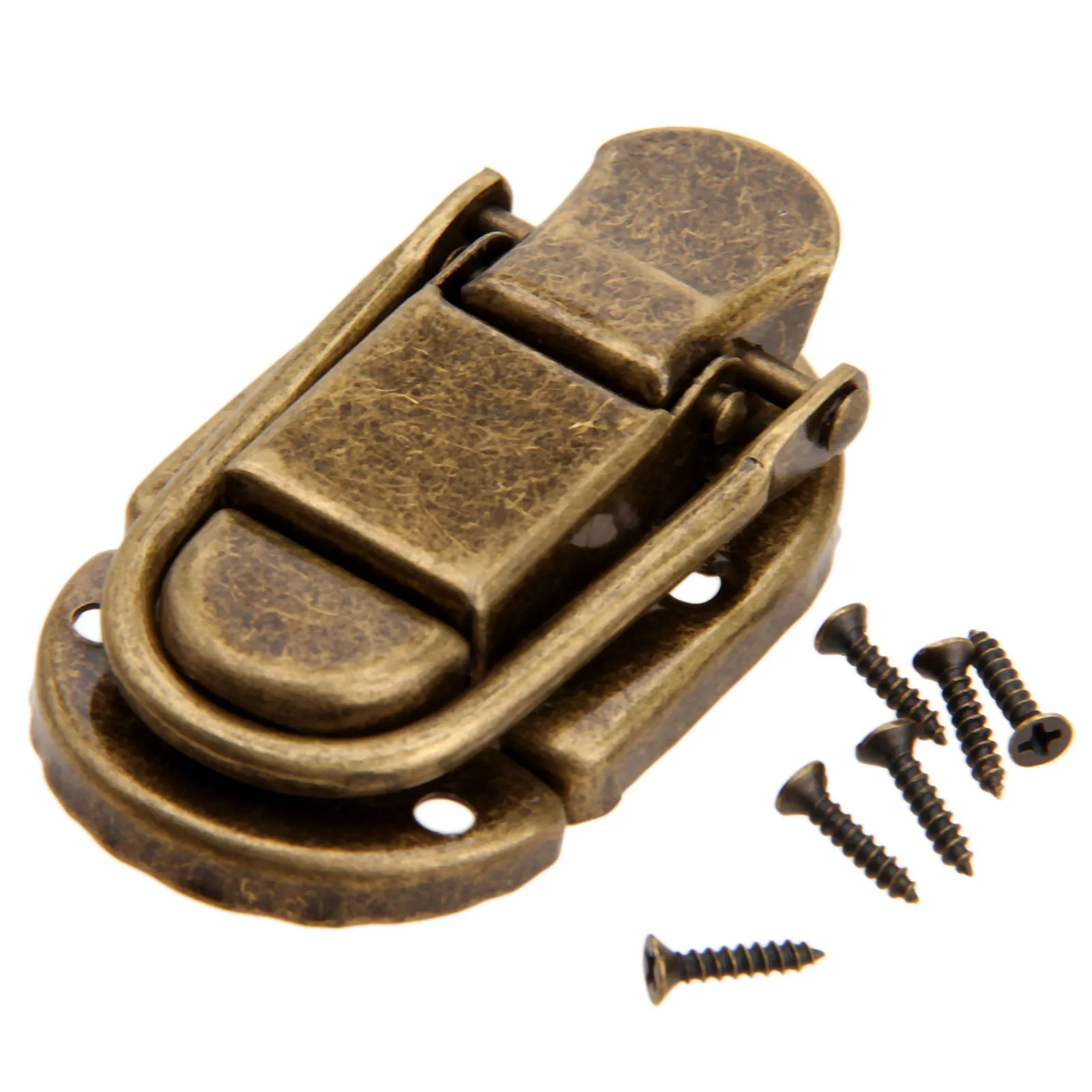 DRELD 1Pc 60x34mm Antique Brass Drawer Latches Iron Latch Decorative Jewelry Gift Wine Wooden Box Suitcase Case Hasp Latch Hook