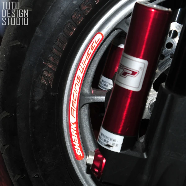 

4PCS Custom Motorcycle Wheel Sticker stripe Reflective Rim For 10-12 inch SHARK
