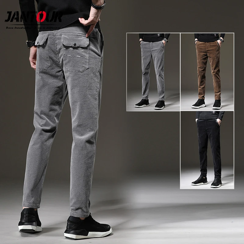 

Men Pantalon 2020 Fashion 3 Colour Business Thicken Pants Men Autumn Winter Casual Straight Elasticity Work Pants Trousers