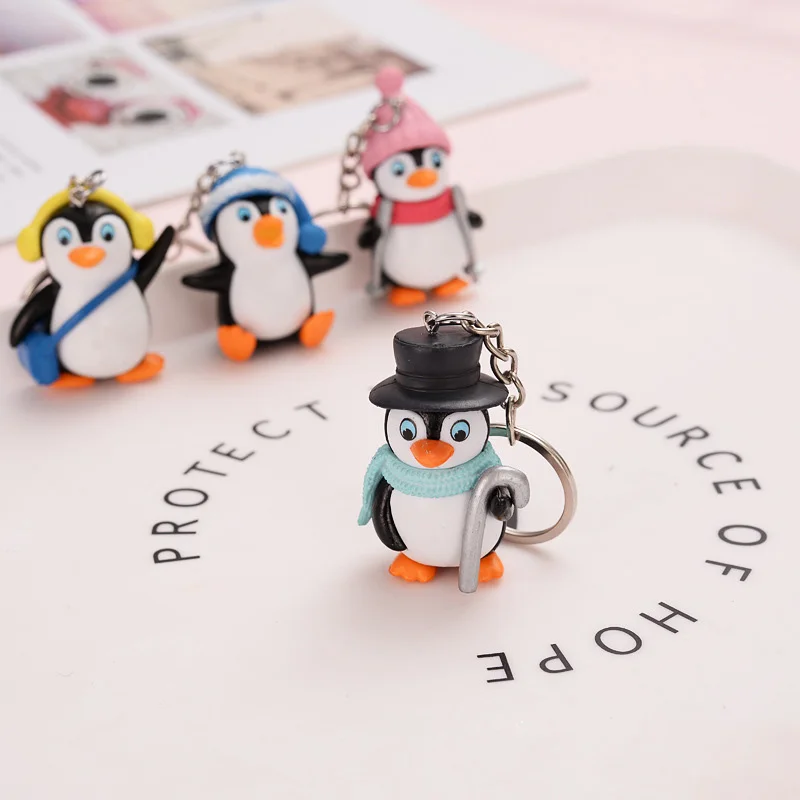 4pcs-lot-Cute-Penguin-Keychain-Cartoon-Penguins-Keychains-Punk-Style ...