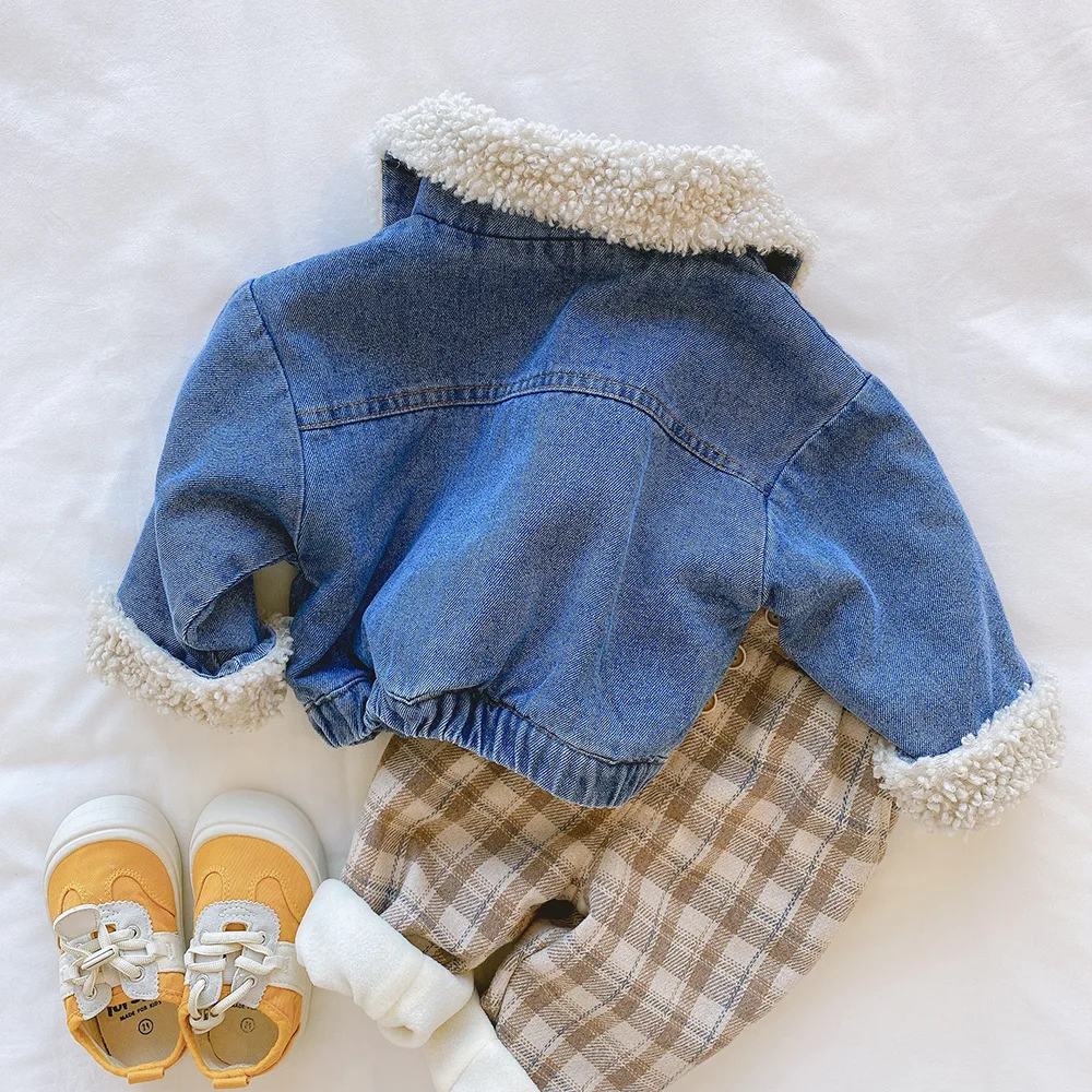 New Spring Winter Kids Denim Jacket Baby Boys Girls Warm Coat Fashion Children Outerwear Toddler Baby Clothes