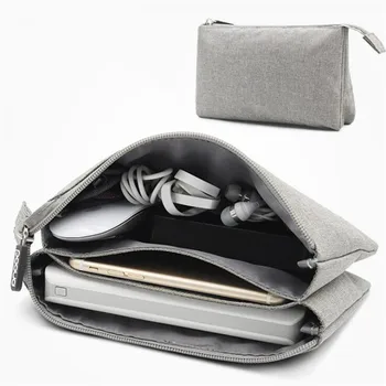 

Portable Travelling Organize Bag for Women Double-layer Digital Gadget Bag Data Cable Charging Treasure Headset Accessories Soft