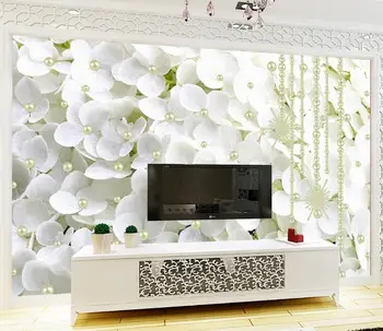 

CJSIR Custom Wallpaper Modern White Flower Pearl 3d Jewelry Wall Papel De Parede Wallpaper for Living Room 3d Wallpaper Decor