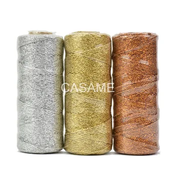 

baker twine Striped 110yard12ply Striped DIY Metallic golden Gold Silver Twist Rope Baker Twines Craft Gift Packing spools