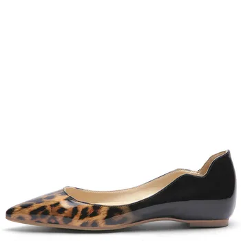

YECHNE Leopard Print Women's Platform Shoes Plus Size 43 44 45 Pointed Toe Flats Spring Autumn Shallow Platform Ballet Shoes