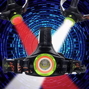 

T6 2XLED 15000LM USB Rechargeable Headlamp Zoom Flashlight + Red COB Light Headlamp T6 Headlamp LED Outdoor Light