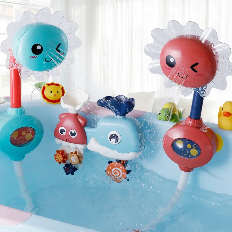 Солнечный Подсолнух душ электрические водные игрушки для детей маленьких мальчиков и девочек поворотный стол игрушка для ванной
