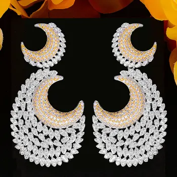 

2020 Noble Luxury MOON Dangle Pendant Earring For Women Wedding Cubic Zirconia Bridal Earring Jewelry Accessories High Quality