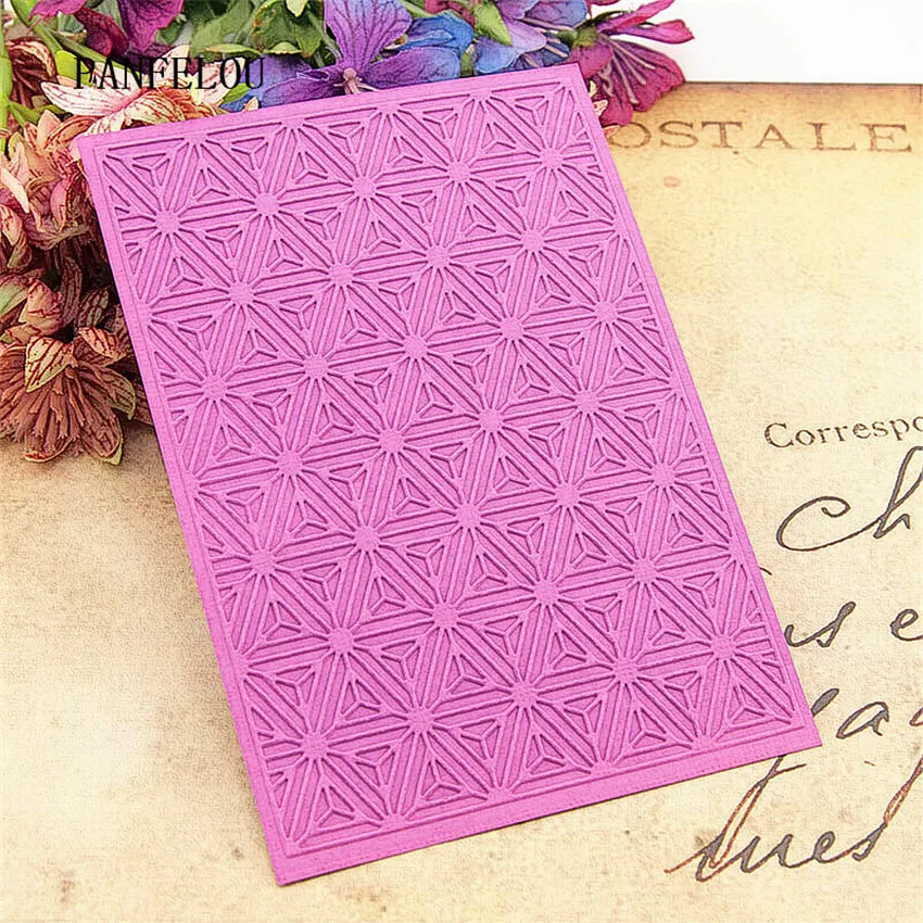 

PANFELOU 10.5x14.8 Diamond star Embossing folders Plastic For Scrapbooking DIY Template Fondant Cake Photo Album Card Making