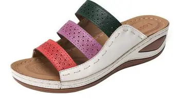 

YEELOCA 2020 Summer Women shoes Retro Stitching Low Beach Open Peep Toe Sandals ZA090