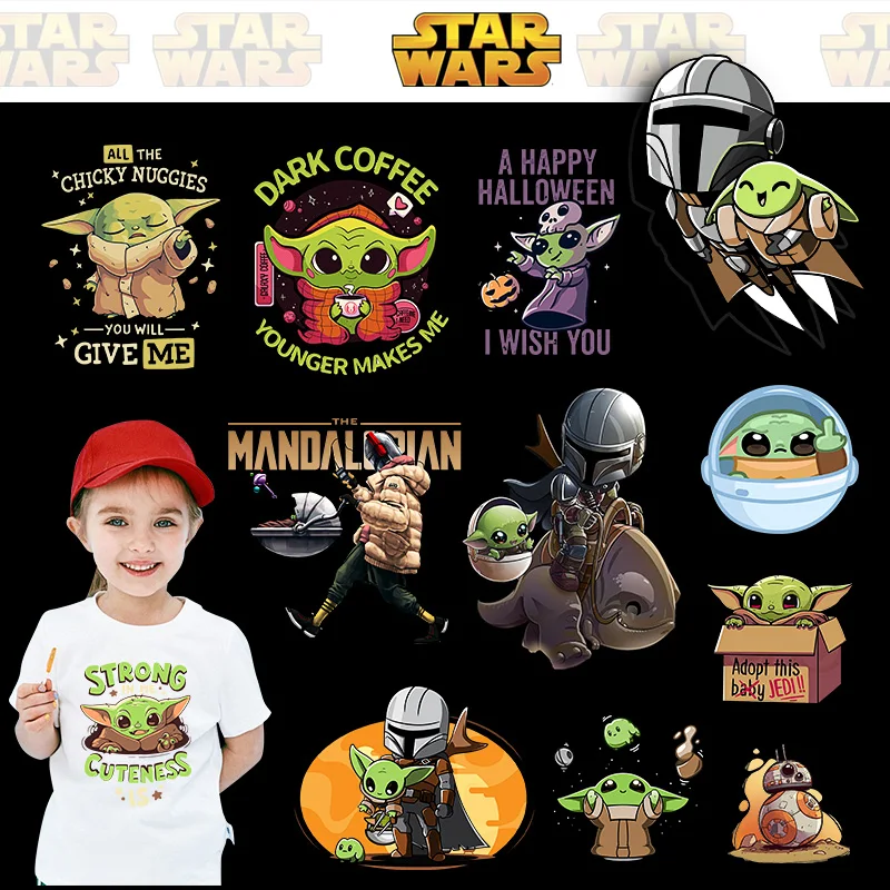 Star Wars Cool Heat Transfer Vinyl Sticker The Mandalorian Iron On Transfers For Clothes jacket Cute Baby Yoda Patches Kids | Дом и сад