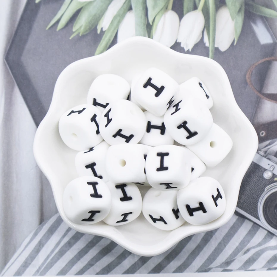 100pc Silicone Alphabet Beads Baby Teething Beads For DIY Necklace Pacifier Chain Nursing Accessories Gifts Silicone Teether Toy