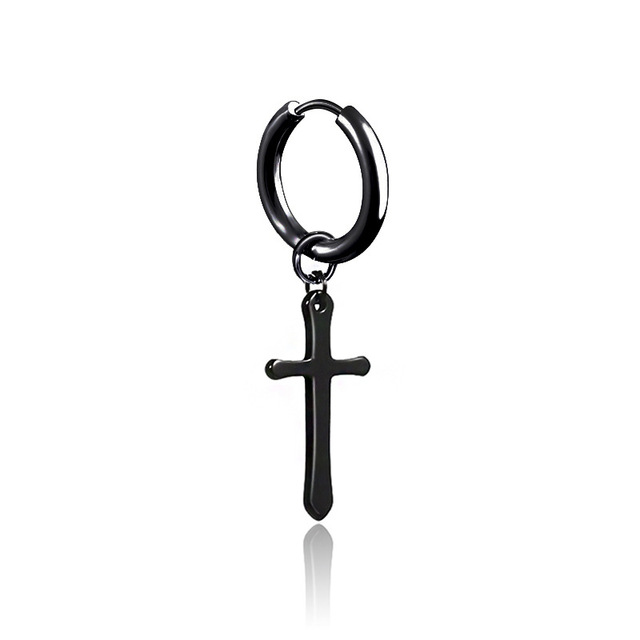 pair Punk Black Multiple Styles Stainless/Titanium Steel Stud Earrings For Men and Women Gothic Street Pop Hip Hop Ear Jewelry