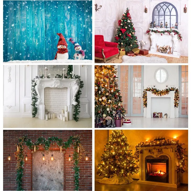 

ZHISUXI Christmas Photography Background Snowman Christmas tree Backdrops For Photo Studio Props 211114 KKLL-03