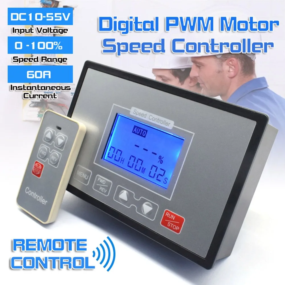 Controlador de Velocidade do Motor Inteligente Display Digital Adjustable 100% Ajustável 60a Pwm dc Cronometrando Reversível Controle Remoto 12v 24v 36v 48v Lcd 0 8 Lcd inteligente display digital 0 adjustable 100%