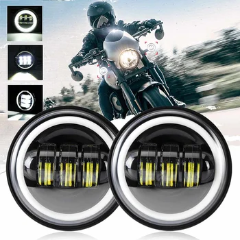 

4 Inch 10-32V 2400LM 6000K CE Motorcycle LED Front Headlight Flood Light Spot Fog Passing Light With Angel Circle Lights IP67