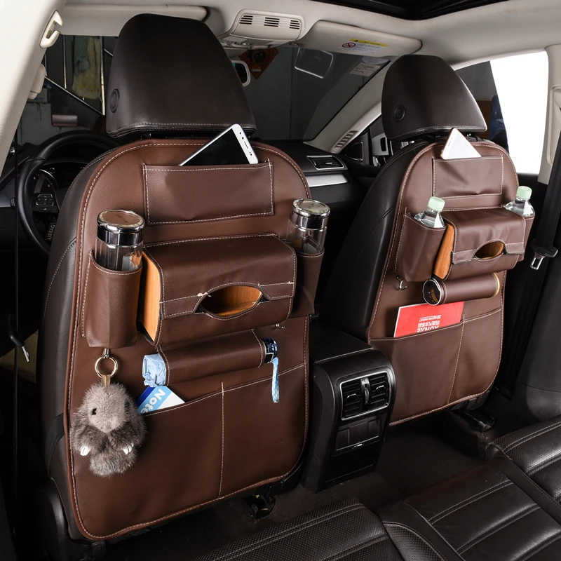 Car Organizer SeatBack Storage Bag Multi-Pockets PU Leather Hanging Holder Travel Bag Storage Box car accessories interior