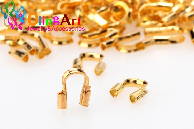 Olingart 100 Stück 6,5/4,5 mm Messingdrahtschutz, Drahtschutz, Schutzschlaufen, U-förmige Verschlüsse, Verbinder für die Schmuckherstellung – Detail 8