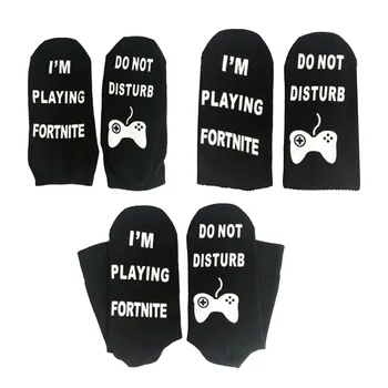 

3 Pairs (Do Not Disturb Socks I'm Playing) Sock Comfortable Cotton Black Stocking 3 Size Funny Game Theme Socks