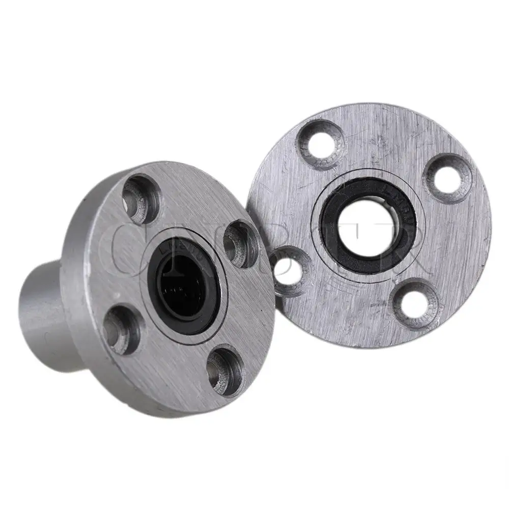 2 x Silver CNC Router Shaft Round Flange Bushing Bearing Linear Motion 8mm 