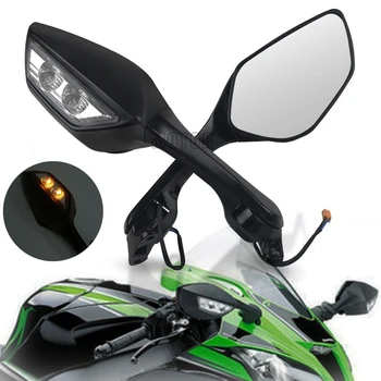 

Motorcycle Rear view Side Mirrors with LED Signal Light Lamp For KAWASAKI ZX-10 ZX10 2011 2012 2013 2014 2015 H 2 H2 2014-2015