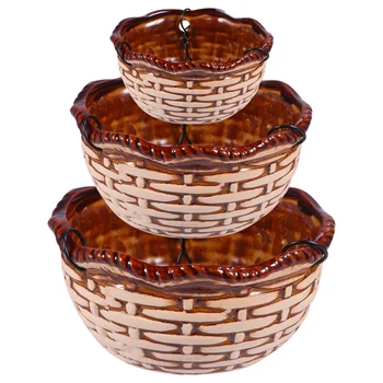 

1 Set/3pcs Ceramics Art Flower Pot Household Garden Pot Gardening Daily Flower Arrangement Hanging Pot for Home Garden Room