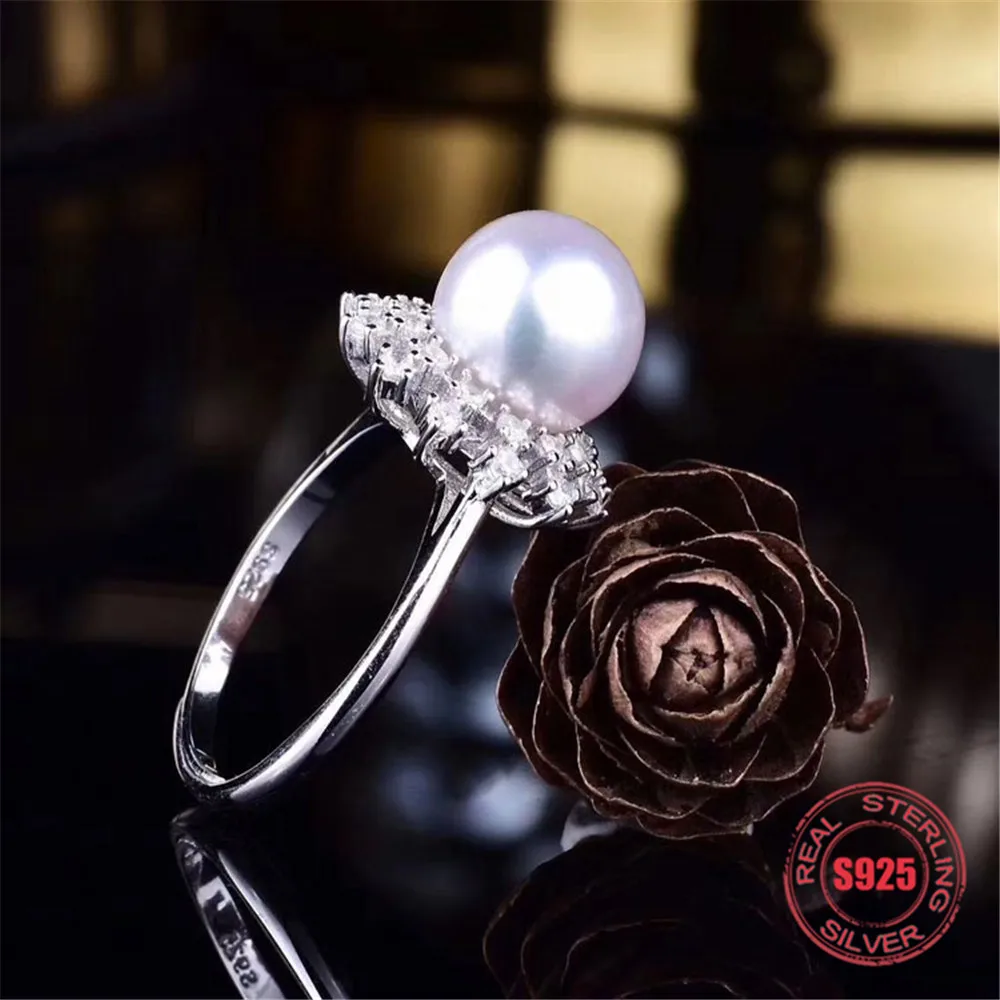 

S925 Sterling Silver Fashion Heart Pearl Ring Accessory Adjustable Ring Mountings DIY Rings Jewelry Making Gift