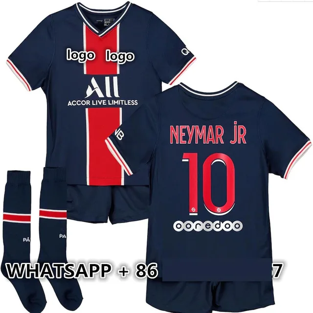 20 21 New Boys Football Kit Kids Soccer Jersey Mbappe Neymar Jr Child