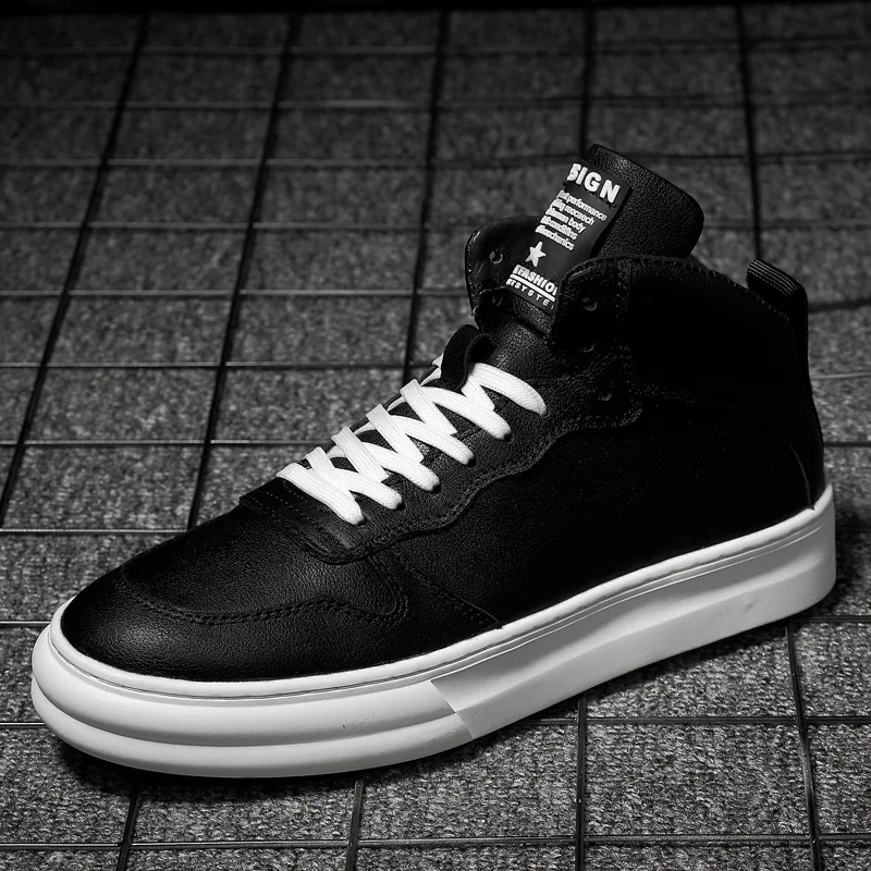

2018 Autumn & Winter plus Velvet Men's Boot Fashion Genuine Leather Boots round-Toe Lace up Front Hight-top Warm Shoes Men's