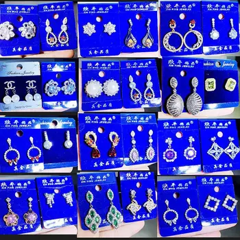 

30 Pairs/lot luxury fashion women crystal style earring lot top quality zircon women wedding earring wholesale 200731-90