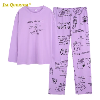 

Pijama Set Woman Pajamas Spring Autumn Homesuit Homeclothes Sleepwear Fashion Style Casual Style Pajamas Set Ladies Pj Set