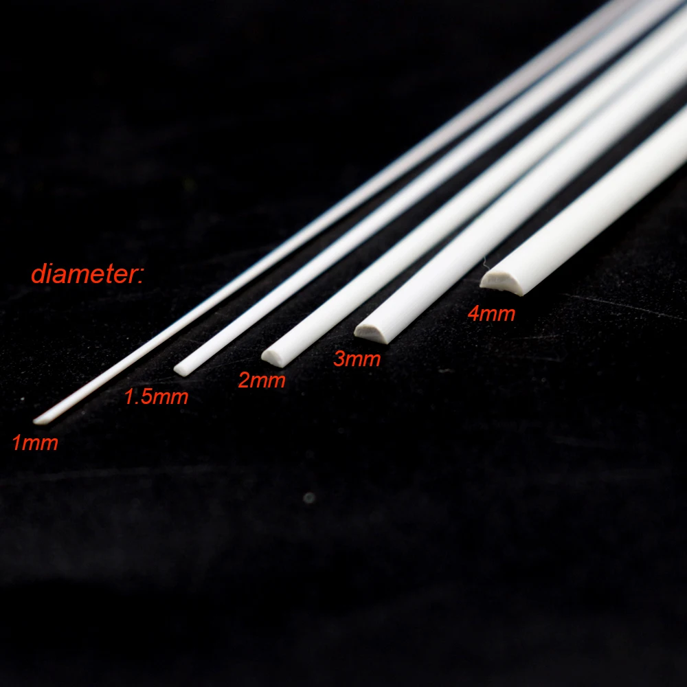 Dia 1-4mm Half Round Rod Model ABS Plastic Stick For Diy Architecture Building Scene Materials Diorama Accessory 15pcs 2