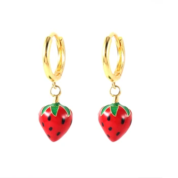 Aide 925 Sterling Silver Colored Enamel Fruit Pendant Dangle Earrings Summer Collection Strawberry Avocado Cherry Charm Earrings 14