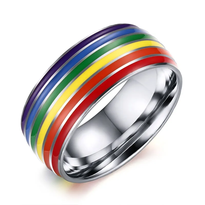 comfort fit Gay homosexual lesbian rainbow stainless steel ring | Украшения и аксессуары
