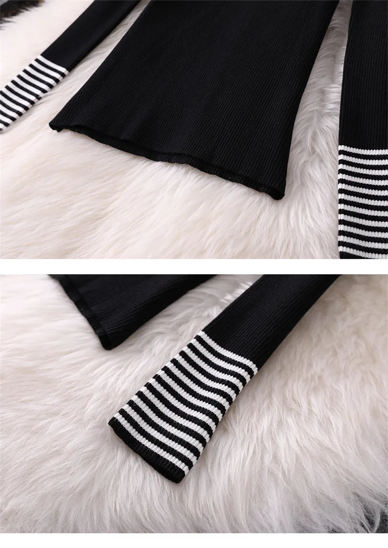 Top Brand Designer Women Sweater Skirt 2Pcs Set 2019 Autumn Winter High Neck Knit Top+Plaid Skirt Suit Set Lady Twinset