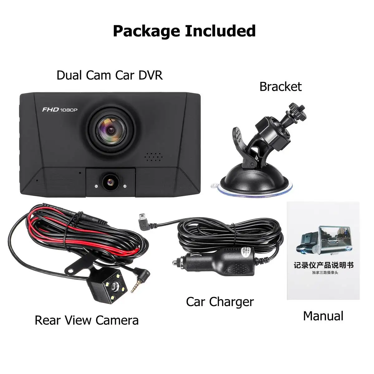 Audew Full HD 1080P Автомобильный видеорегистратор 3 камеры s объектив 4,0 дюймов Dash камера двойной объектив с камерой заднего вида видеорегистратор авто