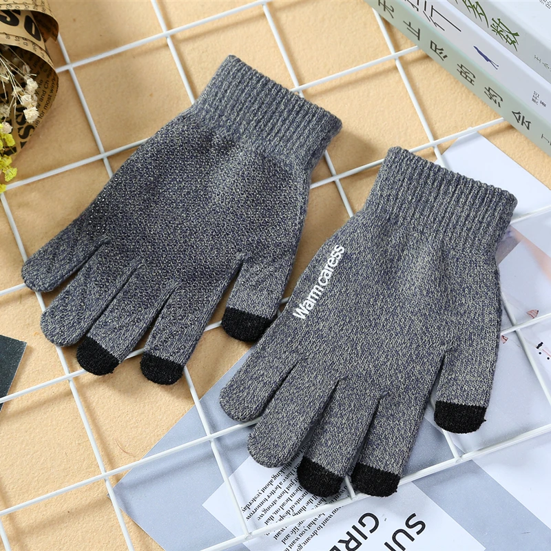 Мужские перчатки полный палец осень зима экран чувство Нескользящие трикотажные перчатки варежки спорт на открытом воздухе ветрозащитный холодную погоду guantes